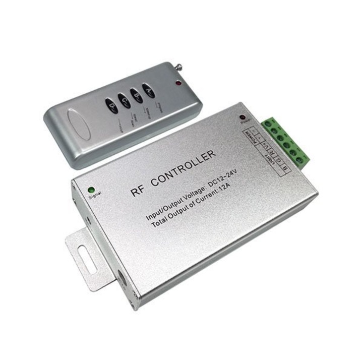 RÁDIÓ vezérlő távirányítóval RGB LED szalag, 4 gomb, 144W, 12A