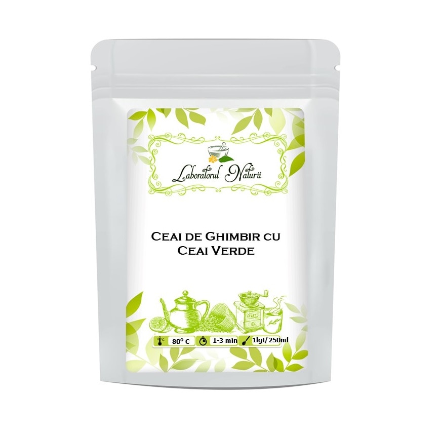 Ceai de Ghimbir cu Ceai Verde si portocala, Laboratorul Naturii, 250 g