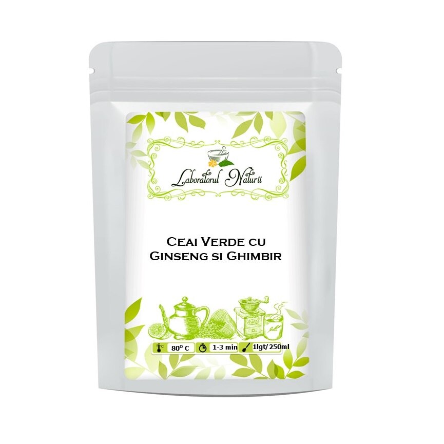 Ceai Verde cu Ginseng si Ghimbir, Laboratorul Naturii, 500 g