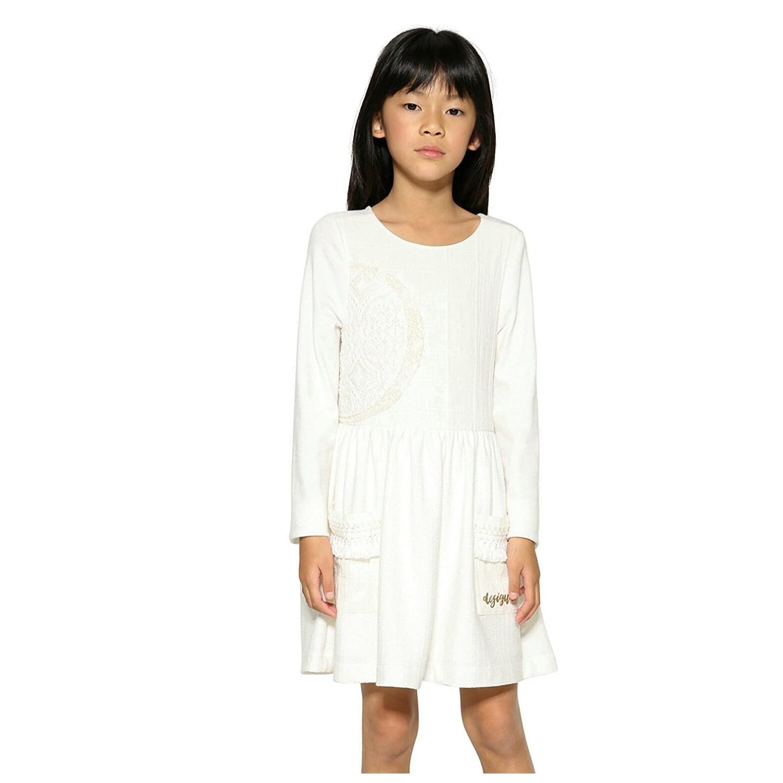 Rochie copii, Desigual 17WGVK24, Alb, 5-6 ani