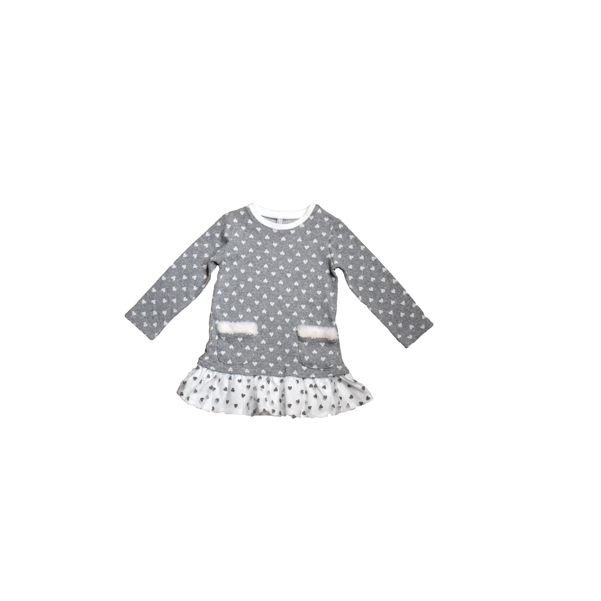 Rochie cu inimioare, Losan, gri/alb