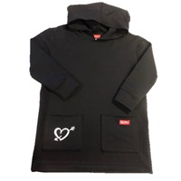 Rochita tip hanorac cu imprimeu fata-spate pentru fetite Florenta, Bumbac, Negru, 134 - 140 cm, 9 - 10 ani