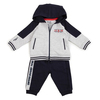Trening 2 piese baiat Babybol, hanorac gluga, gri/navy, 6 luni, 68 cm Trening 2 piese baiat Babybol, hanorac gluga, gri/navy, 6 luni, 68 cm