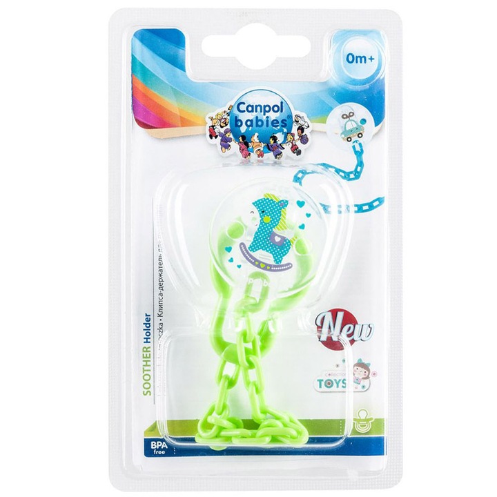 Верижка за залъгалка Canpol Babies 10/889V, Green 0-3 месеца