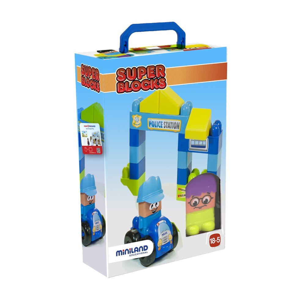 Joc constructii tematic Super Blocks Statie politie , Miniland