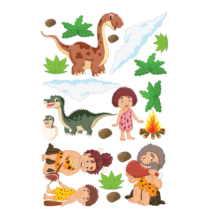 Set stickere decorative perete copii, Stickermania, Epoca dinozaurilor5 , 60x90 cm