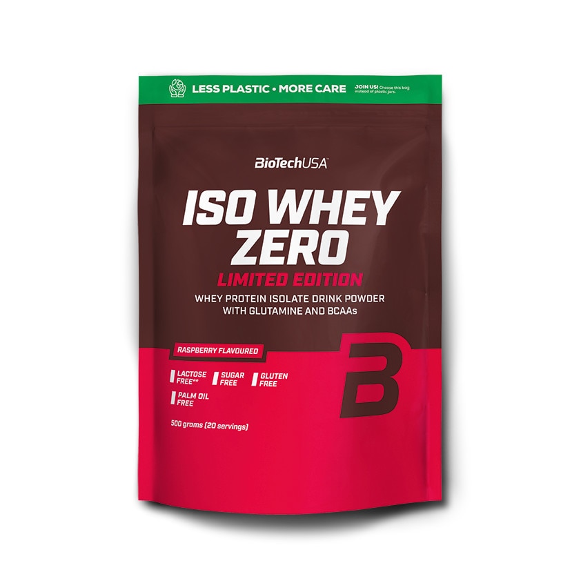 Proteina din zer BioTech USA, ISO Whey Zero, 500 g, Zmeura
