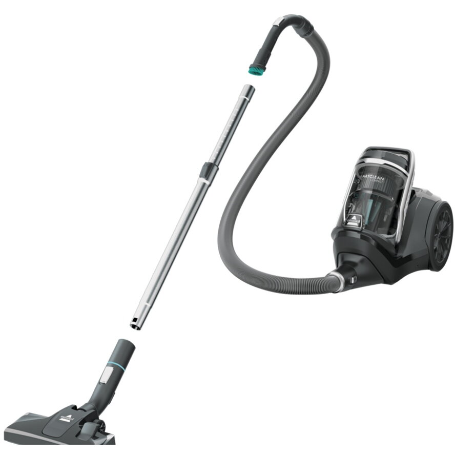 Aspirator SmartClean Compact, Bissell, Motor robust, Perii de curatare, Sistem Cyclonic Spooling, 720W, negru/albastru