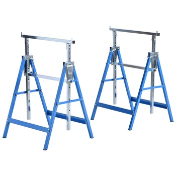 Set 2 suporti banc de lucru HOMCOM, Otel, Albastru, 68 x 58 x 130 cm Set 2 suporti banc de lucru HOMCOM, Otel, Albastru, 68 x 58 x 130 cm