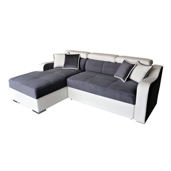 Coltar Extensibil Giulia II, cu lada de depozitare, dimensiuni 250 x 170 cm, gri/alb, DR Coltar Extensibil Giulia II, cu lada de depozitare, dimensiuni 250 x 170 cm, gri/alb, DR