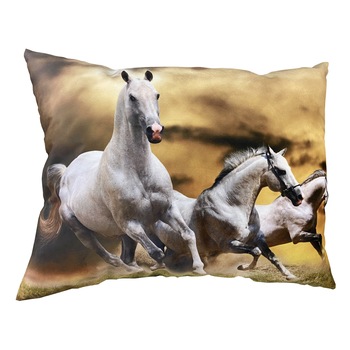 Perna decorativa cu doua fete, Horse life, imprimat, 40x50 cm Perna decorativa cu doua fete, Horse life, imprimat, 40x50 cm