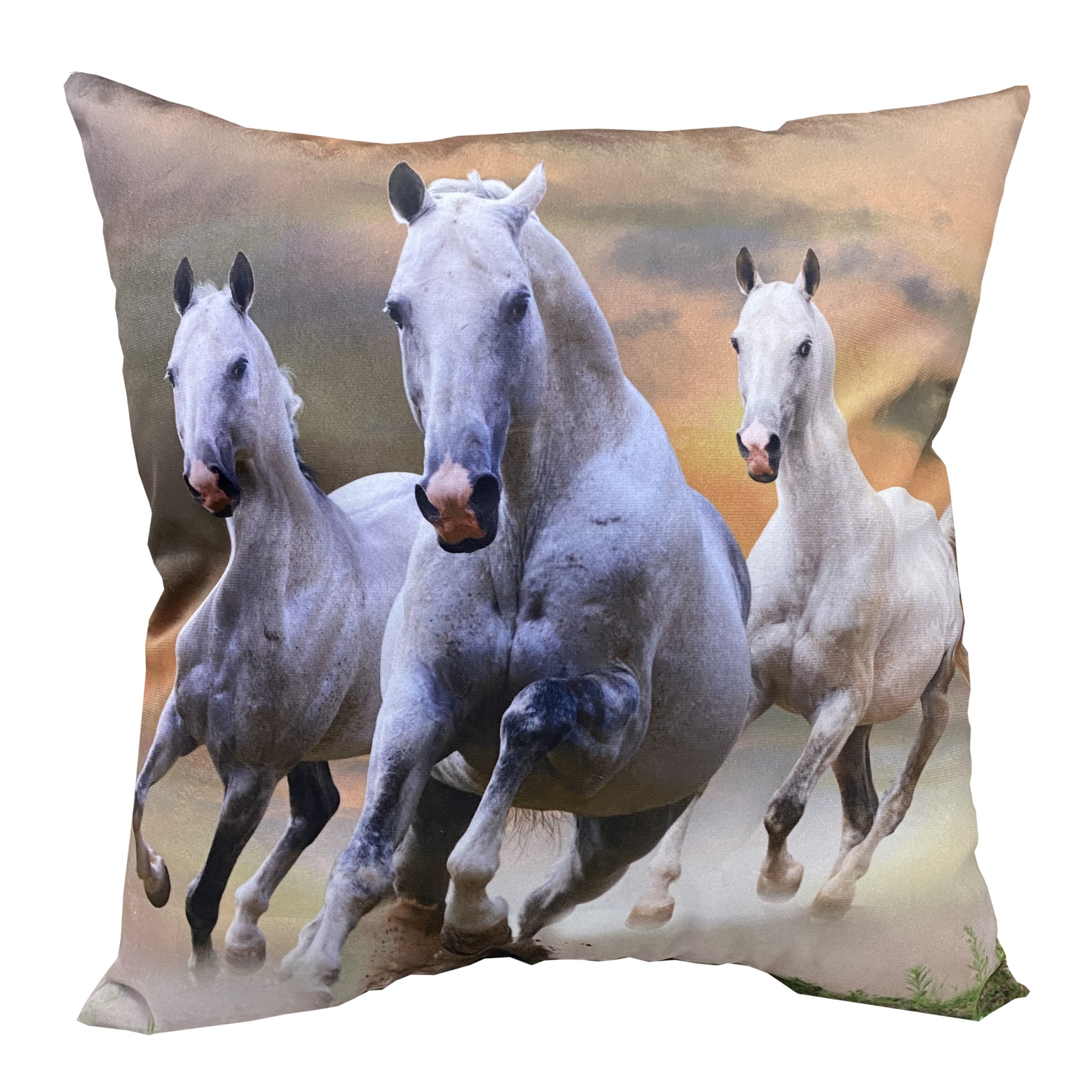Perna decorativa cu doua fete, Horse run, imprimat 40x40 cm