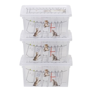 Set 3 cutii depozitare KIS Puppy XXS, 2L Set 3 cutii depozitare KIS Puppy XXS, 2L