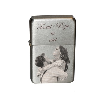 Bricheta metalica personalizabila, culoare argintie, gravata laser Bricheta metalica personalizabila, culoare argintie, gravata laser