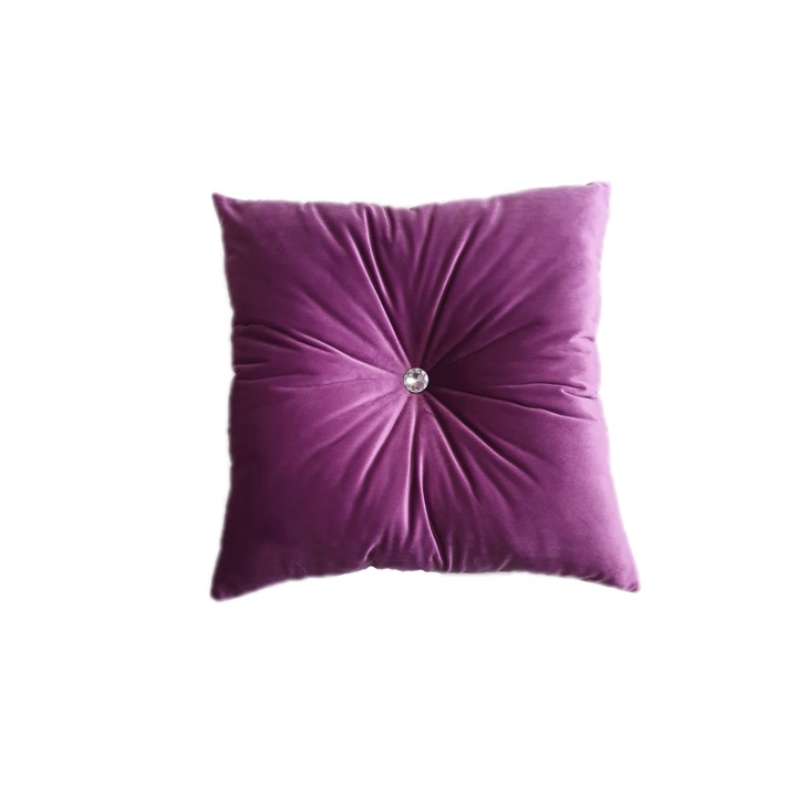 Fashion Story Home Kristály díszpárna, bársony, halványlila, 45/45 cm