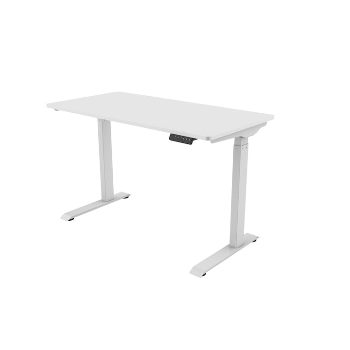 IT elektromosan állítható magasságú íróasztal, 73-120 cm, asztallap 120 x 60 cm, 1 motor, digitális kijelző, 4 pozíciós memória, fehér