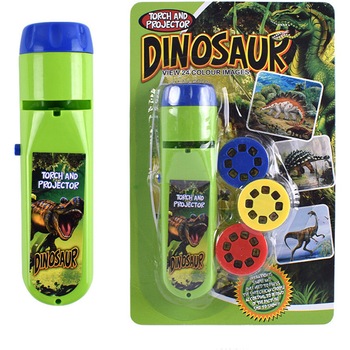 Lanterna proiector cu 3 diapozitive Dino, Bambinice Lanterna proiector cu 3 diapozitive Dino, Bambinice