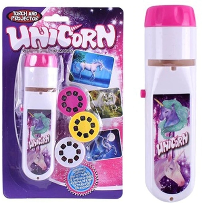 Lanterna proiector cu 3 diapozitive Unicorni, Bambinice