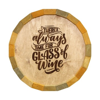 Tablou rotund din lemn cu diametrul 32 cm si mesajul There s always time Tablou rotund din lemn cu diametrul 32 cm si mesajul There s always time