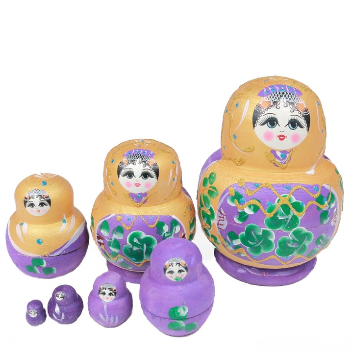 Set 7 papusi Matrioska, lemn multicolor