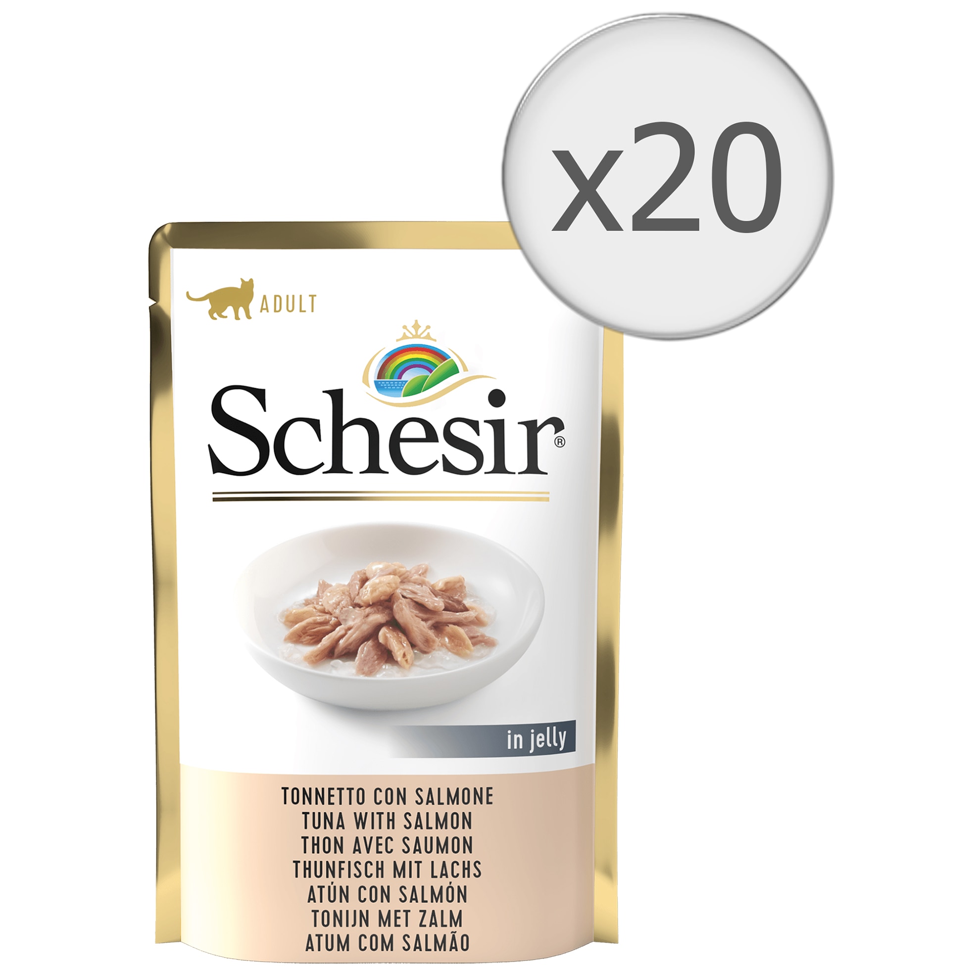 Hrana umeda pentru pisici Schesir cu ton si somon 20x85gr