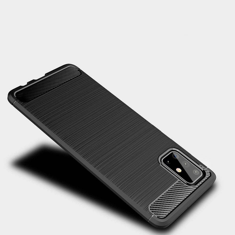 Husa de protectie Compatibil cu Samsung Galaxy A71, Silicon TPU, Carbon, Negru