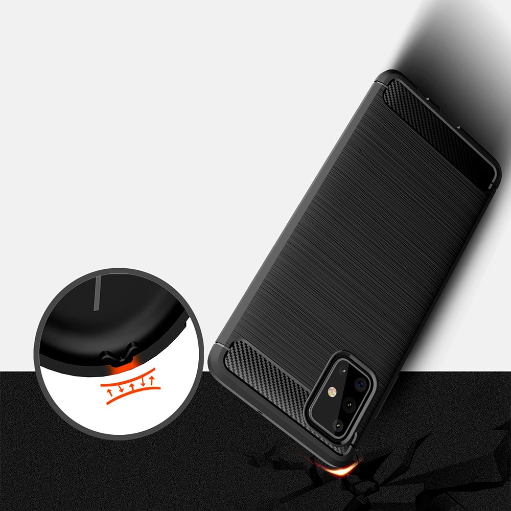 Husa de protectie Compatibil cu Samsung Galaxy A71, Silicon TPU, Carbon, Negru