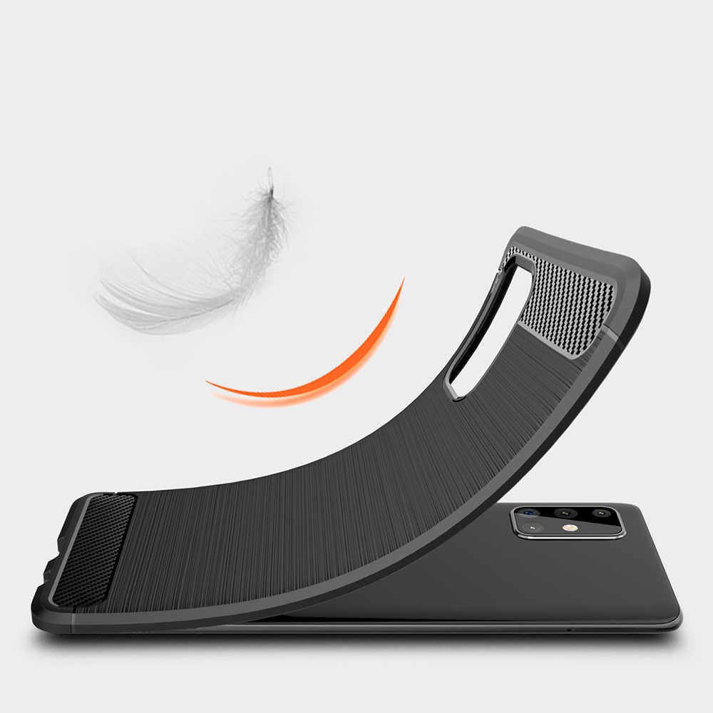Husa de protectie Compatibil cu Samsung Galaxy A71, Silicon TPU, Carbon, Negru