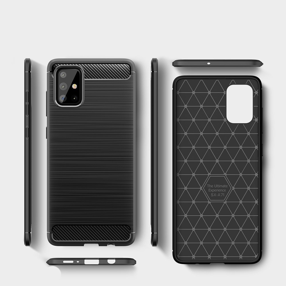 Husa de protectie Compatibil cu Samsung Galaxy A71, Silicon TPU, Carbon, Negru