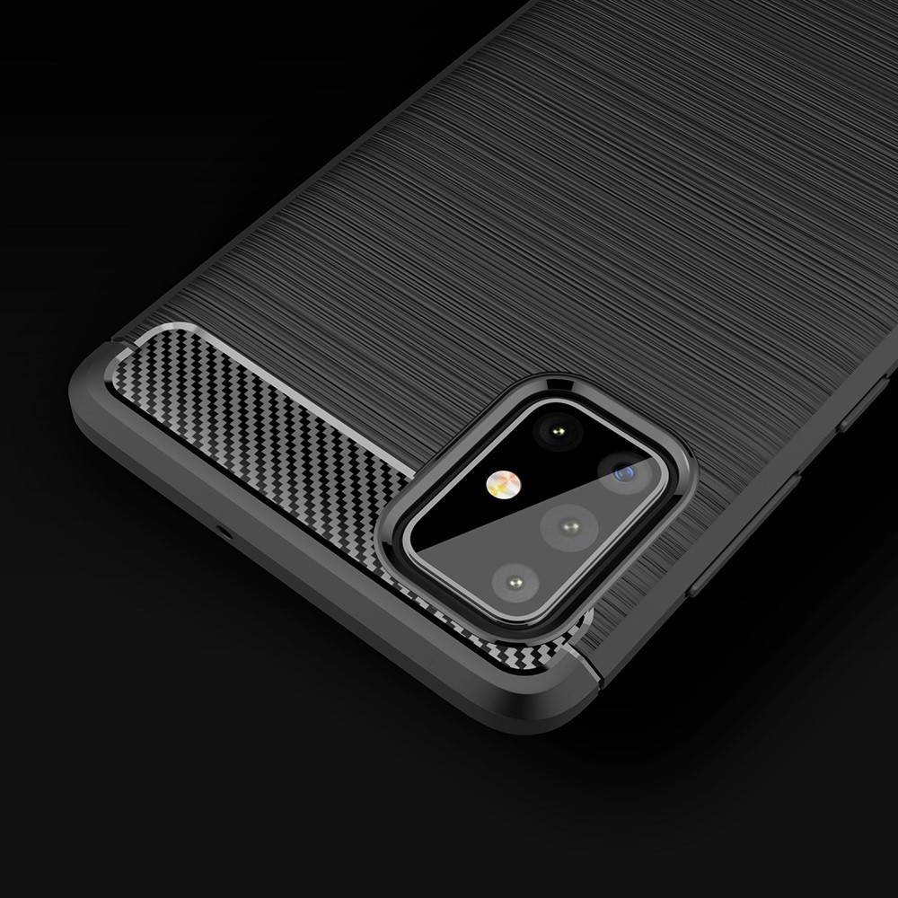 Husa de protectie Compatibil cu Samsung Galaxy A71, Silicon TPU, Carbon, Negru