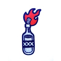petic textil  patch brodat sticla in flacari  burning bottle 98x35 cm imagen 23_0_
0