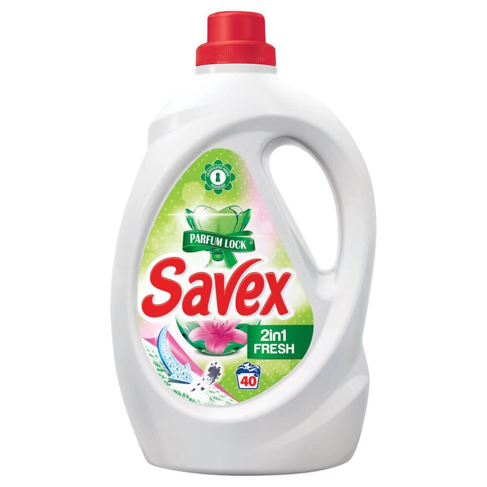 Detergent de Rufe Lichid SAVEX 2 in 1 Parfum Lock Fresh, 2.2L, 40 Spalari