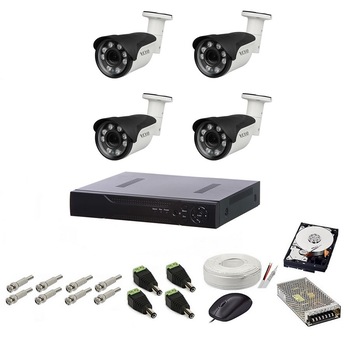 Sistem de supraveghere exterior complet, 5MP, 4 camere IR 40 m Sistem de supraveghere exterior complet, 5MP, 4 camere IR 40 m