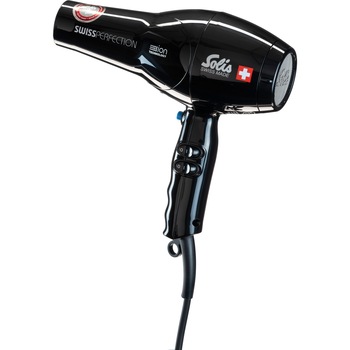 Uscator de par profesional Solis, Swiss Perfection, putere 2300W, tehnologie Ionica, 2 viteze, 3 trepte de caldura, functie ondulare, negru Uscator de par profesional Solis, Swiss Perfection, putere 2300W, tehnologie Ionica, 2 viteze, 3 trepte de caldura, functie ondulare, negru