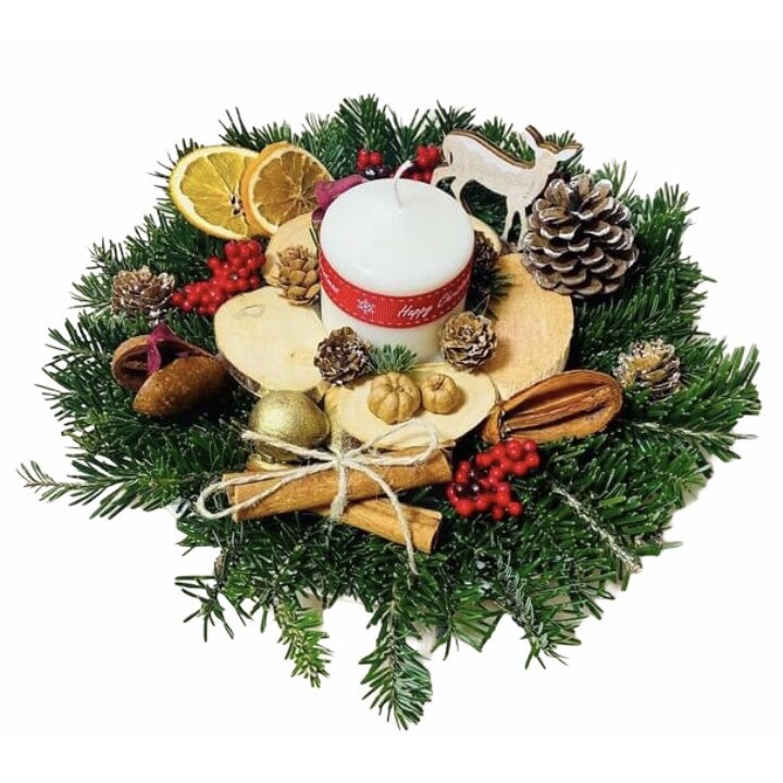 Aranjament Craciun cu Lumanare si Pourpurri, Eventissimi, Multicolor