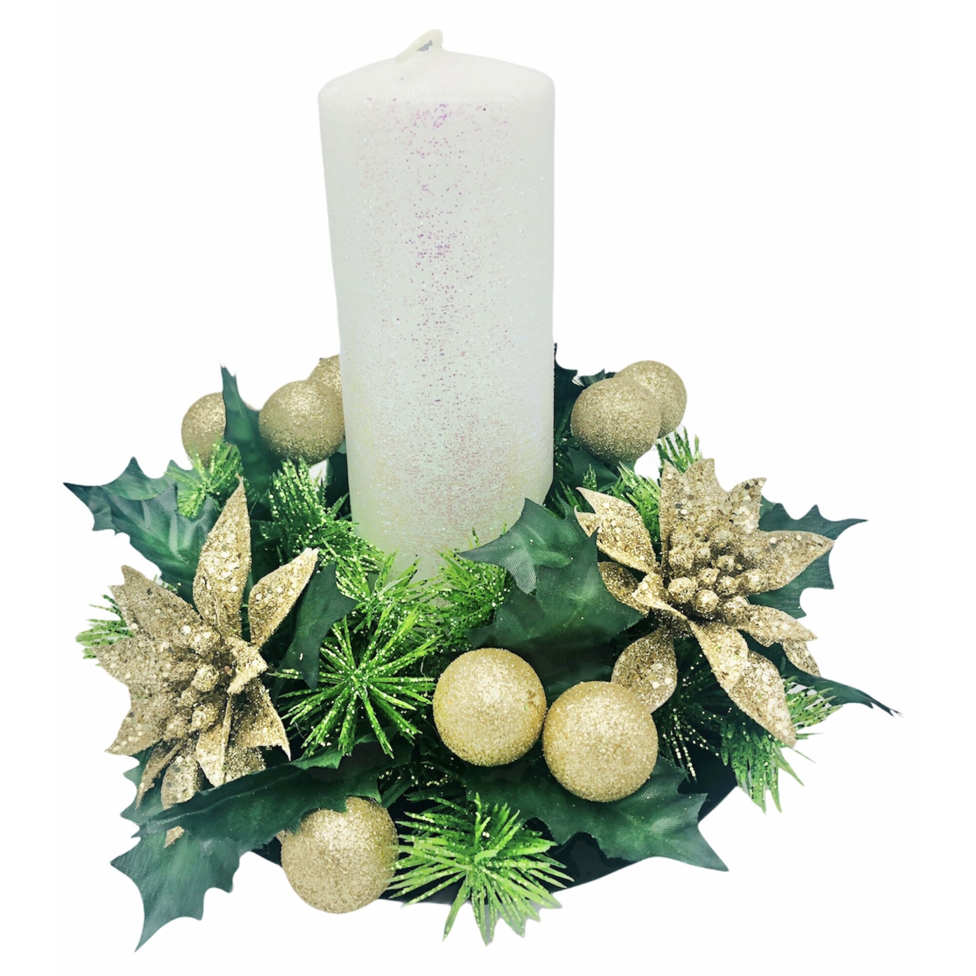 Aranjament Craciun, Suport Metalic, Lumanare, Eventissimi, Multicolor