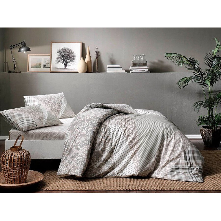 Lenjerie pat 1 persoana TAC bumbac 100% ranforce, 3 piese, Saylor