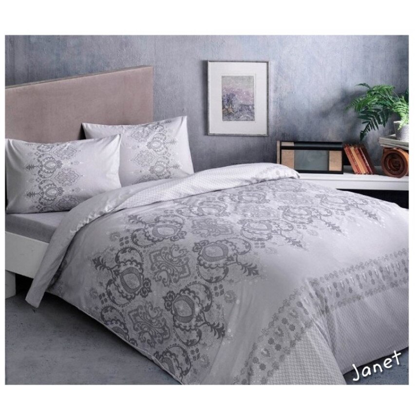 Lenjerie pat 1 persoana TAC bumbac 100% ranforce, 3 piese, Janet