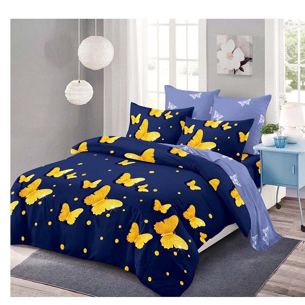 Lenjerie Relax Shop, Six Fluturi luminosi pe albastru, 2 persoane