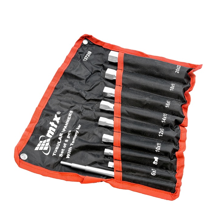 Set 6 chei tubulare, Matrix, Otel, 6-22 mm, Gri