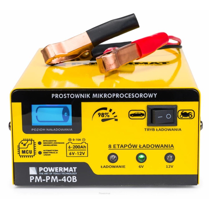 Powermat PM-PM-40B Akkumulátor Töltő, 6 / 12V-os akkumulátorokhoz