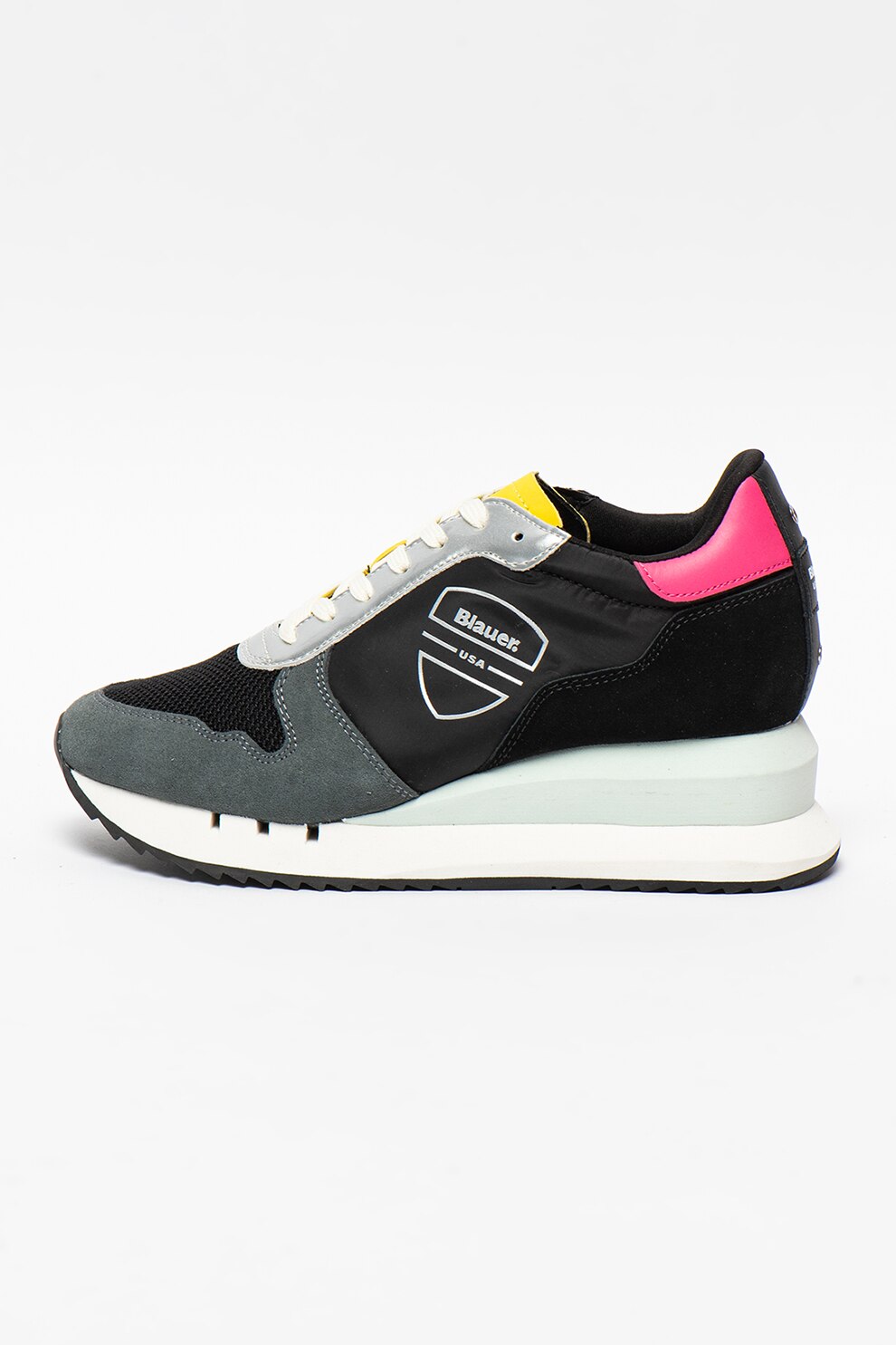 Blauer, Pantofi sport cu talpa wedge si insertii din piele intoarsa Casey