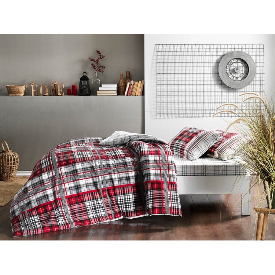 Lenjerie de pat dublu bumbac 100% ranforce, 4 piese, TAC, Blair