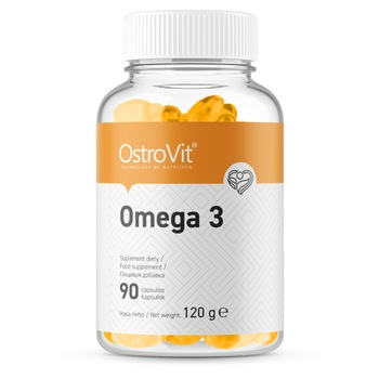 Supliment alimentar, Omega 3 (EPA - 180 mg, DHA - 120 mg), OstroVit Omega 3 - 90 capsule (90 doze) Supliment alimentar, Omega 3 (EPA - 180 mg, DHA - 120 mg), OstroVit Omega 3 - 90 capsule (90 doze)