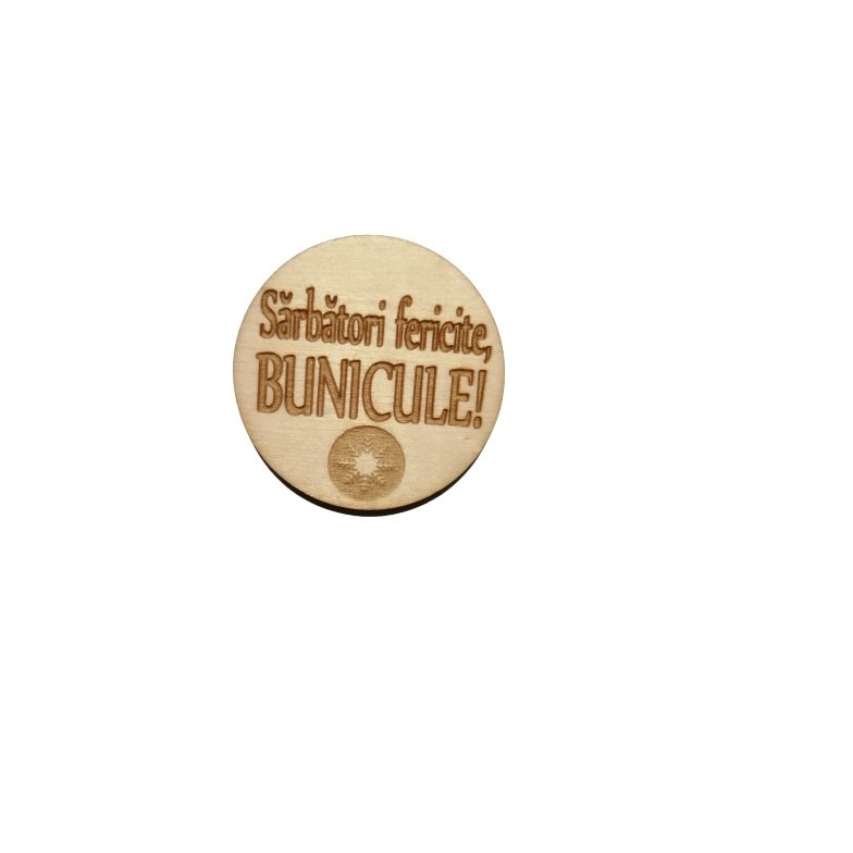Magnet de frigider, Lemn, Personalizat, Sarbatori fericite, bunicule, 4.3x4.3 cm