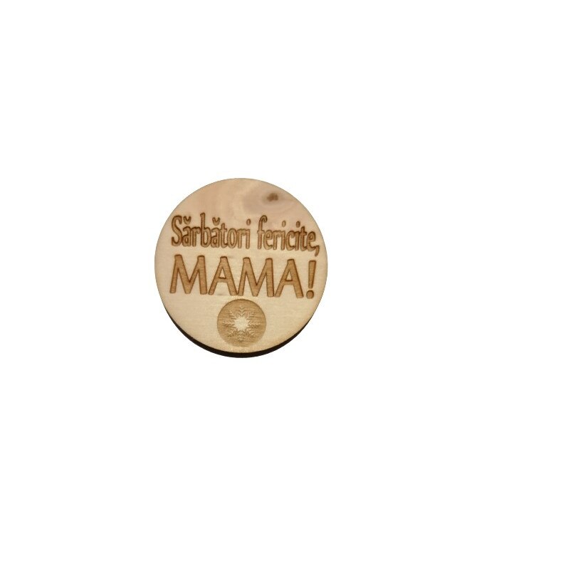Magnet de frigider, Lemn, Personalizat, Sarbatori fericite, mama, 4.3x4.3 cm
