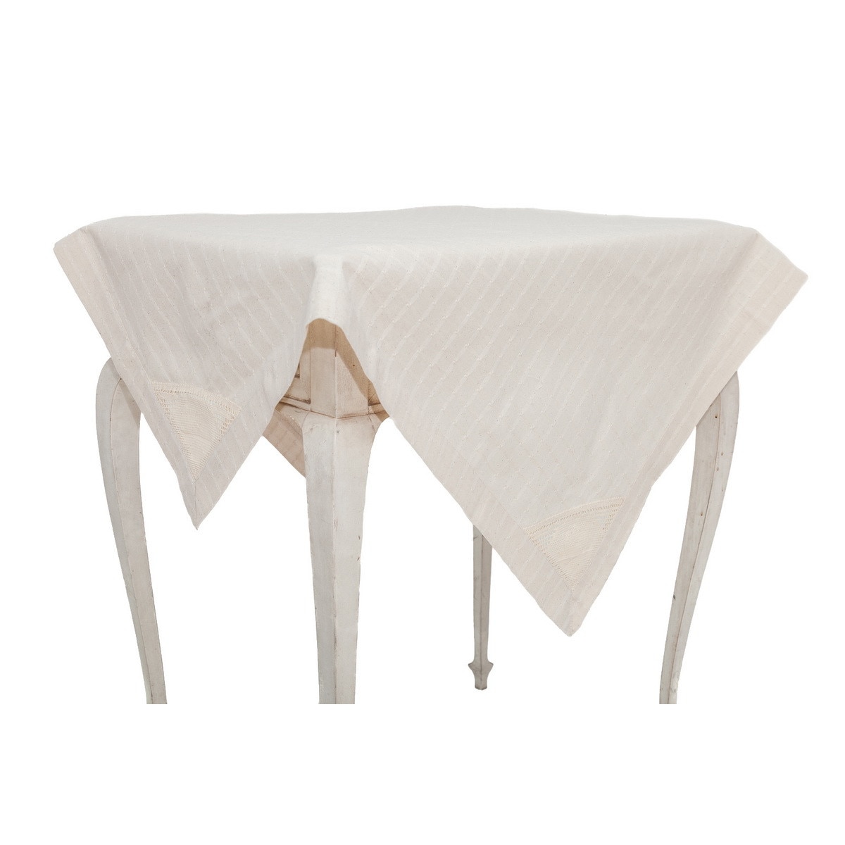 Fata de masa Valentini Bianco , confectionata din bumbac 100%, cu broderie inserata, PR100 140x140 cm