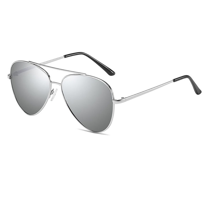 Ochelari de soare polarizati Pilot, UV 400, Argintiu