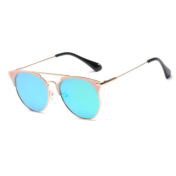 Ochelari de soare Vintage, UV 400, Auriu/Albastru