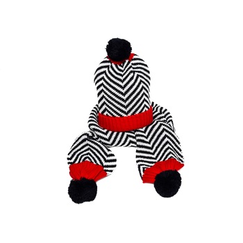 Caciula tricotata copii, set cu fular, alb/negru, in dungi, cu bordura rosu Caciula tricotata copii, set cu fular, alb/negru, in dungi, cu bordura rosu